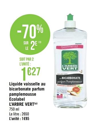 Promotions Liquide vaisselle au bicarbonate parfum pamplemousse ecolabel l`arbre vert - L'arbre vert - Valide de 21/09/2020 à 04/10/2020 chez Géant Casino