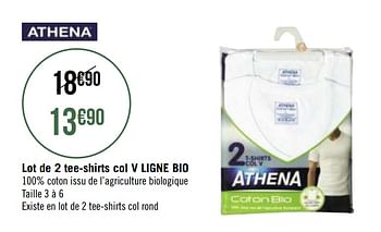Promotions Lot de 2 tee-shirts col v ligne bio - Athena - Valide de 21/09/2020 à 04/10/2020 chez Géant Casino