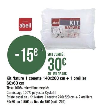 Promotions Kit nature 1 couette + 1 oreiller - abeil - Valide de 21/09/2020 à 04/10/2020 chez Géant Casino