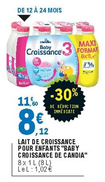 Candia Lait De Croissance Pour Enfants Baby Croissance De Candia En Promotion Chez E Leclerc