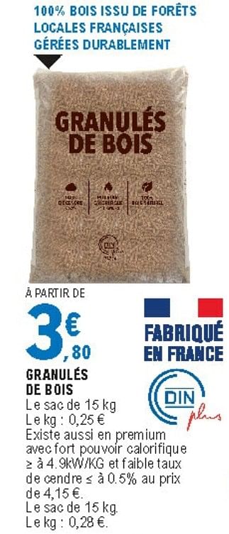 Prix sac pellets discount leclerc