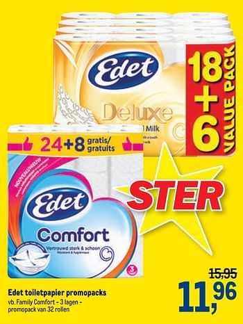 Promoties Edet toiletpapier promopacks family comfort - Edet - Geldig van 07/10/2020 tot 20/10/2020 bij Makro
