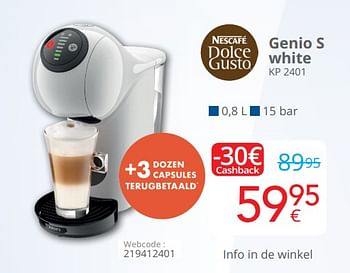 Promoties Nescafe dolce gusto genio s white - Nescafe - Geldig van 01/10/2020 tot 25/10/2020 bij Eldi