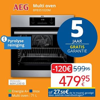 Promotions Aeg multi oven bpb351020m - AEG - Valide de 01/10/2020 à 25/10/2020 chez Eldi