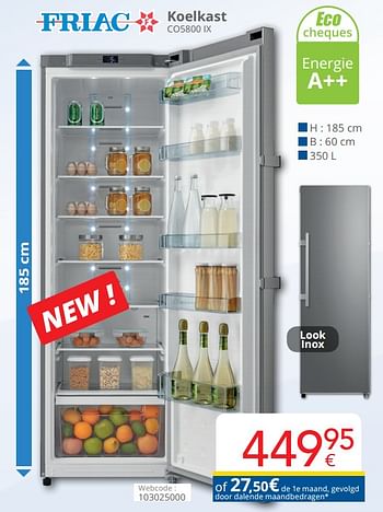 Promoties Friac koelkast co5800 ix - Friac - Geldig van 01/10/2020 tot 25/10/2020 bij Eldi