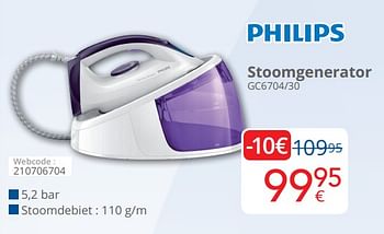 Promoties Philips stoomgenerator gc6704-30 - Philips - Geldig van 01/10/2020 tot 25/10/2020 bij Eldi