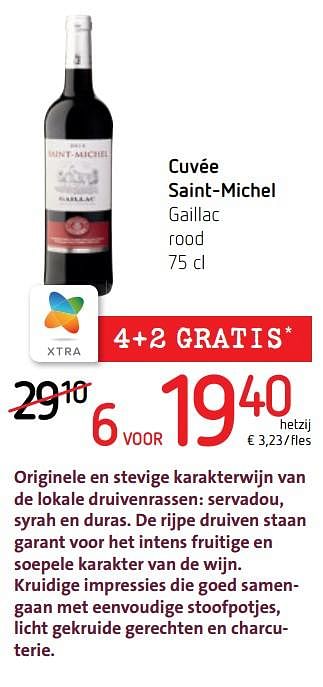 Promoties Cuvée saint-michel gaillac rood - Rode wijnen - Geldig van 08/10/2020 tot 21/10/2020 bij Spar (Colruytgroup)