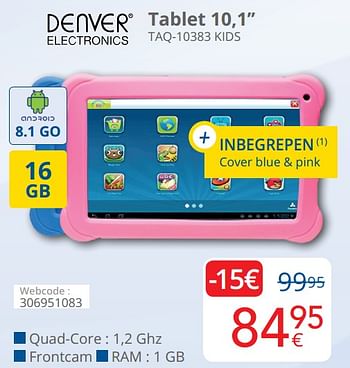 Promotions Denver electronics tablet 10,1`` taq-10383 kids - Denver Electronics - Valide de 01/10/2020 à 25/10/2020 chez Eldi