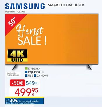 Promoties Samsung smart ultra hd-tv ue50tu7170sxxn - Samsung - Geldig van 01/10/2020 tot 25/10/2020 bij Eldi