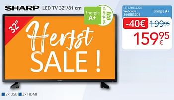 Promoties Sharp led tv 32``-81 cm lc-32hi3222e - Sharp - Geldig van 01/10/2020 tot 25/10/2020 bij Eldi