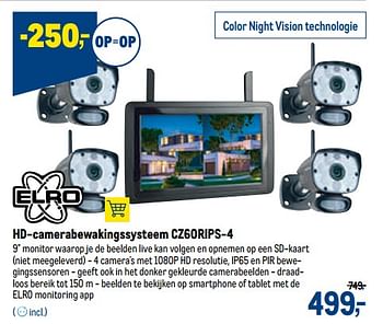 Promoties Elro hd-camerabewakingssysteem cz60rips-4 - Elro - Geldig van 07/10/2020 tot 20/10/2020 bij Makro