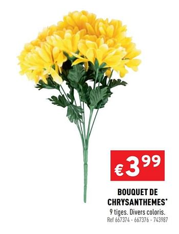 Promoties Bouquet de chrysanthemes - Huismerk - Trafic  - Geldig van 30/09/2020 tot 04/10/2020 bij Trafic