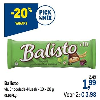 Promotions Balisto chocolade-muesli - Balisto - Valide de 07/10/2020 à 20/10/2020 chez Makro