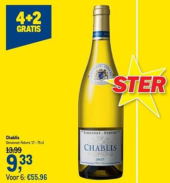 Promoties Chablis simonnet-febvre `17 - Witte wijnen - Geldig van 07/10/2020 tot 20/10/2020 bij Makro