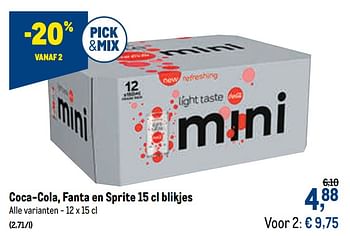 Promoties Coca-cola, fanta en sprite 15 cl blikjes - Huismerk - Makro - Geldig van 07/10/2020 tot 20/10/2020 bij Makro