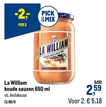 Promoties La william koude sauzen andalouse - La William - Geldig van 07/10/2020 tot 20/10/2020 bij Makro