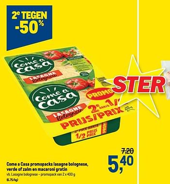 Promoties Lasagne bolognese - Come a Casa - Geldig van 07/10/2020 tot 20/10/2020 bij Makro