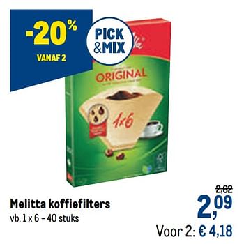 Promotions Melitta koffiefilters - Melitta - Valide de 07/10/2020 à 20/10/2020 chez Makro