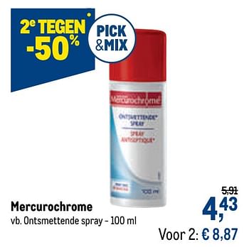 Promotions Mercurochrome ontsmettende spray - Mercurochrome - Valide de 07/10/2020 à 20/10/2020 chez Makro