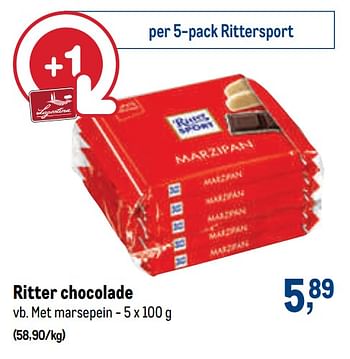 Promotions Ritter chocolade met marsepein - Ritter Sport - Valide de 07/10/2020 à 20/10/2020 chez Makro