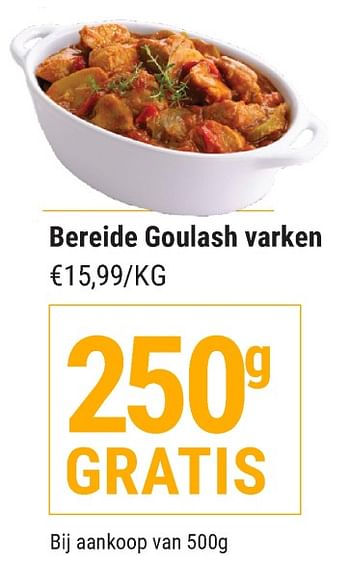 Promoties Bereide goulash varken - Huismerk - Budgetslager - Geldig van 30/09/2020 tot 06/10/2020 bij Budgetslager