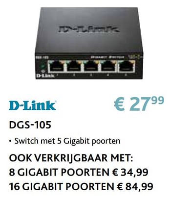 Promoties D-link dgs-105 - D-Link - Geldig van 14/09/2020 tot 31/10/2020 bij Exellent