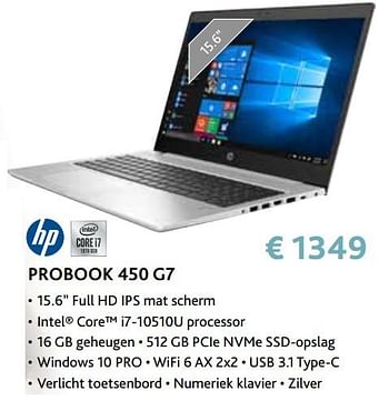 Promoties Hp probook 450 g7 - HP - Geldig van 14/09/2020 tot 31/10/2020 bij Exellent