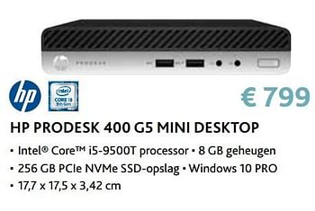 Promoties Hp prodesk 400 g5 mini desktop - HP - Geldig van 14/09/2020 tot 31/10/2020 bij Exellent