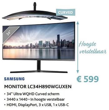 Promoties Samsung monitor lc34h890wguxen - Samsung - Geldig van 14/09/2020 tot 31/10/2020 bij Exellent