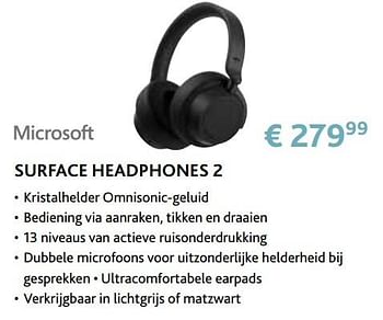 Promotions Surface headphones 2 - Microsoft - Valide de 14/09/2020 à 31/10/2020 chez Exellent