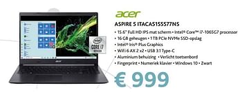 Promoties Acer aspire 5 itaca5155577ns - Acer - Geldig van 14/09/2020 tot 31/10/2020 bij Exellent