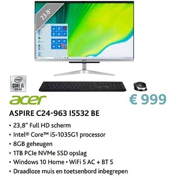 Promoties Acer aspire c24-963 i5532 be - Acer - Geldig van 14/09/2020 tot 31/10/2020 bij Exellent