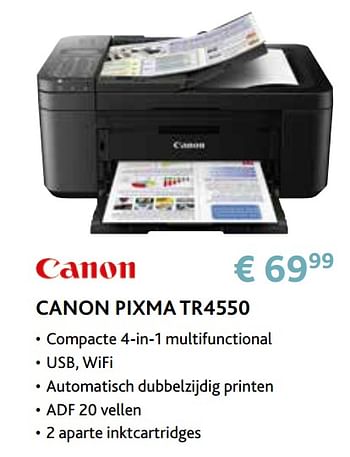 Promoties Canon pixma tr4550 - Canon - Geldig van 14/09/2020 tot 31/10/2020 bij Exellent