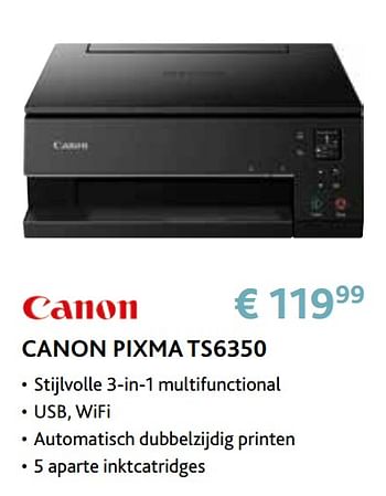 Promoties Canon pixma ts6350 - Canon - Geldig van 14/09/2020 tot 31/10/2020 bij Exellent