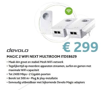 Promoties Devolo magic 2 wifi next multiroom itde8629 - Devolo - Geldig van 14/09/2020 tot 31/10/2020 bij Exellent