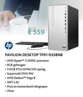 Promoties Hp pavilion desktop tp01-0338nb - HP - Geldig van 14/09/2020 tot 31/10/2020 bij Exellent