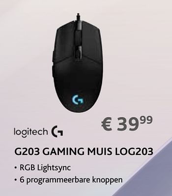 Promoties Logitech g203 gaming muis log203 - Logitech - Geldig van 14/09/2020 tot 31/10/2020 bij Exellent