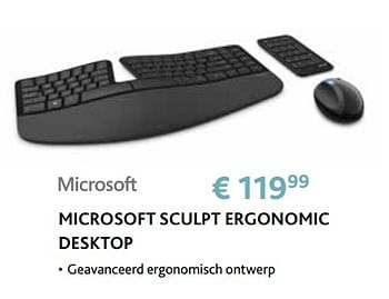 Promoties Microsoft sculpt ergonomic desktop - Microsoft - Geldig van 14/09/2020 tot 31/10/2020 bij Exellent