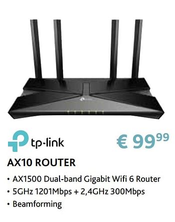 Promoties Tp-link ax10 router - TP-LINK - Geldig van 14/09/2020 tot 31/10/2020 bij Exellent
