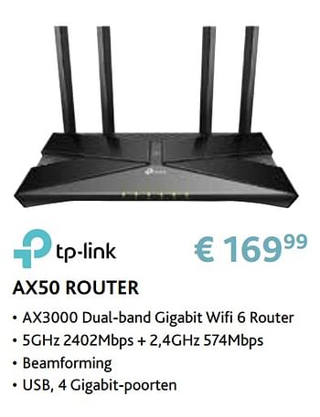Promoties Tp-link ax50 router - TP-LINK - Geldig van 14/09/2020 tot 31/10/2020 bij Exellent