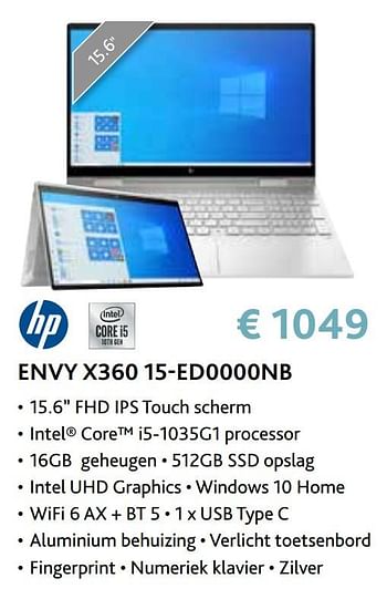 Promoties Hp envy x360 15-ed0000nb - HP - Geldig van 14/09/2020 tot 31/10/2020 bij Exellent