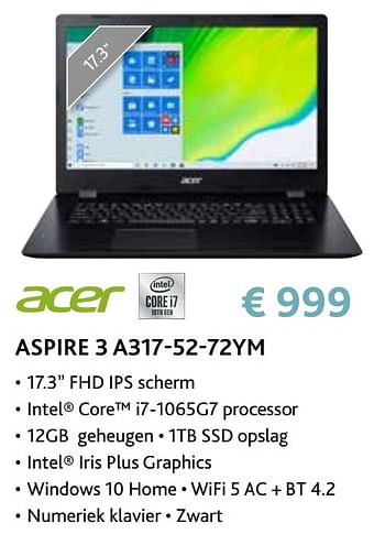 Promoties Acer aspire 3 a317-52-72ym - Acer - Geldig van 14/09/2020 tot 31/10/2020 bij Exellent