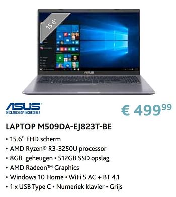 Promoties Asus laptop m509da-ej823t-be - Asus - Geldig van 14/09/2020 tot 31/10/2020 bij Exellent