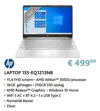 Promoties Hp laptop 15s-eq1213nb - HP - Geldig van 14/09/2020 tot 31/10/2020 bij Exellent