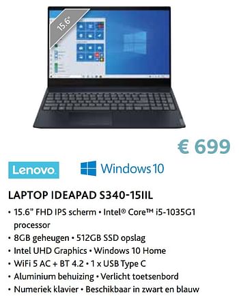 Promoties Lenovo laptop ideapad s340-15iil - Lenovo - Geldig van 14/09/2020 tot 31/10/2020 bij Exellent