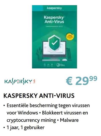 Promoties Kaspersky anti-virus - Kaspersky - Geldig van 14/09/2020 tot 31/10/2020 bij Exellent