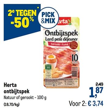 Promoties Herta ontbijtspek - Herta - Geldig van 07/10/2020 tot 20/10/2020 bij Makro