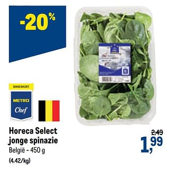 Promotions Horeca select jonge spinazie - Produit maison - Makro - Valide de 07/10/2020 à 20/10/2020 chez Makro