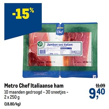 Promoties Metro chef italiaanse ham - Huismerk - Makro - Geldig van 07/10/2020 tot 20/10/2020 bij Makro