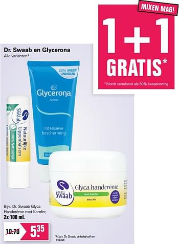 Promoties Dr. swaab glyca handcrème met kamfer - Dr.Swaab - Geldig van 29/09/2020 tot 10/10/2020 bij De Online Drogist